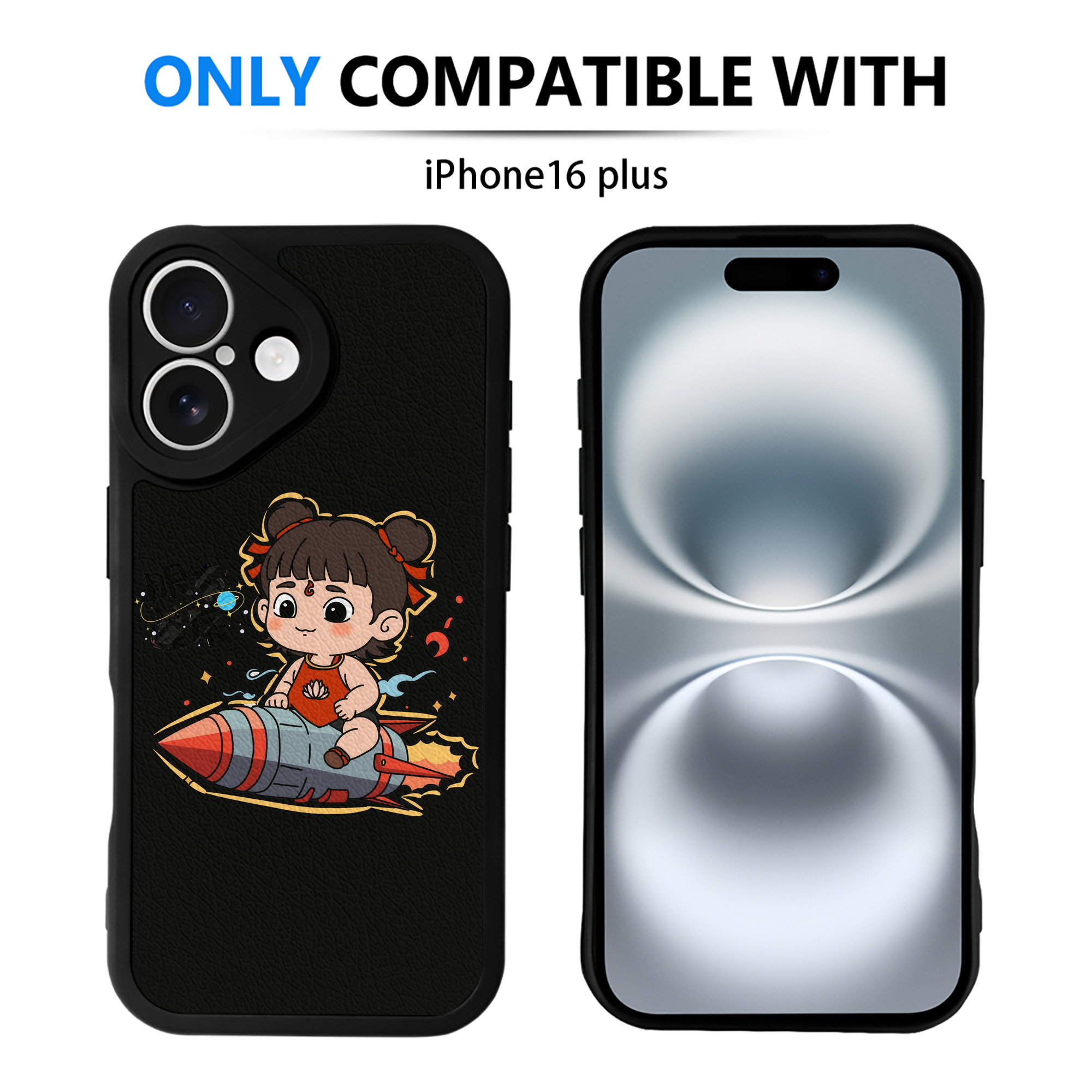 （画像用） Ne Zha 2 ナタ 魔童の大暴れ 【iPhone 16シリーズ対応】シリコンスマホケース（レザー調） 材質：シリコン